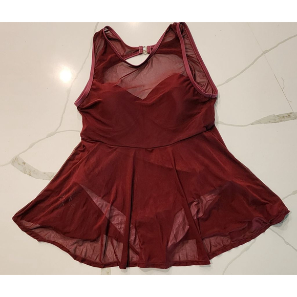 torrid Other - Torrid Underwire Long Mesh Overlay Swim Dress With Brief Violet XL